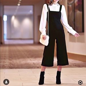 Black wide leg crop jumpsuit